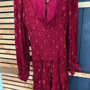 Elegant Red Floral Dress